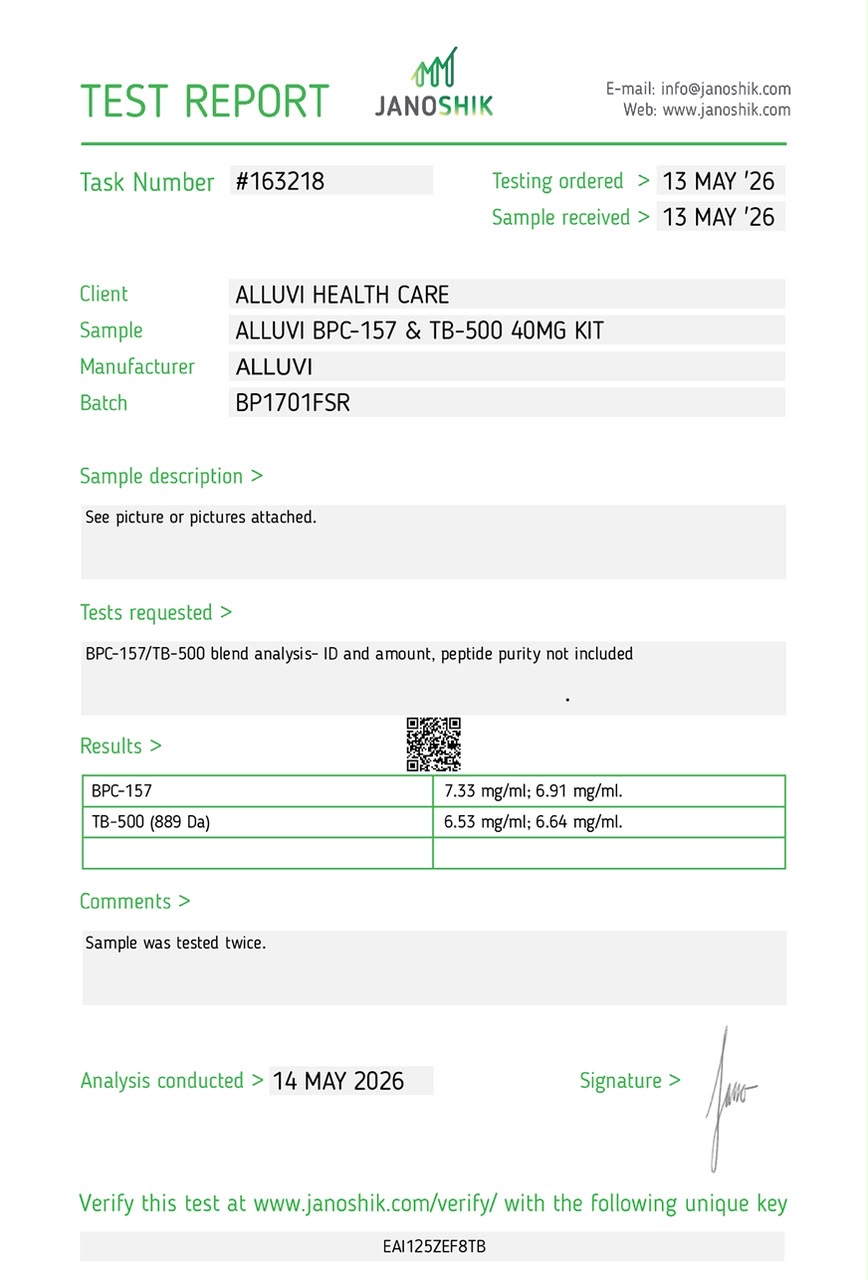 BPC-157 & TB-500 40mg (R&D Only) Janoshik analytical report