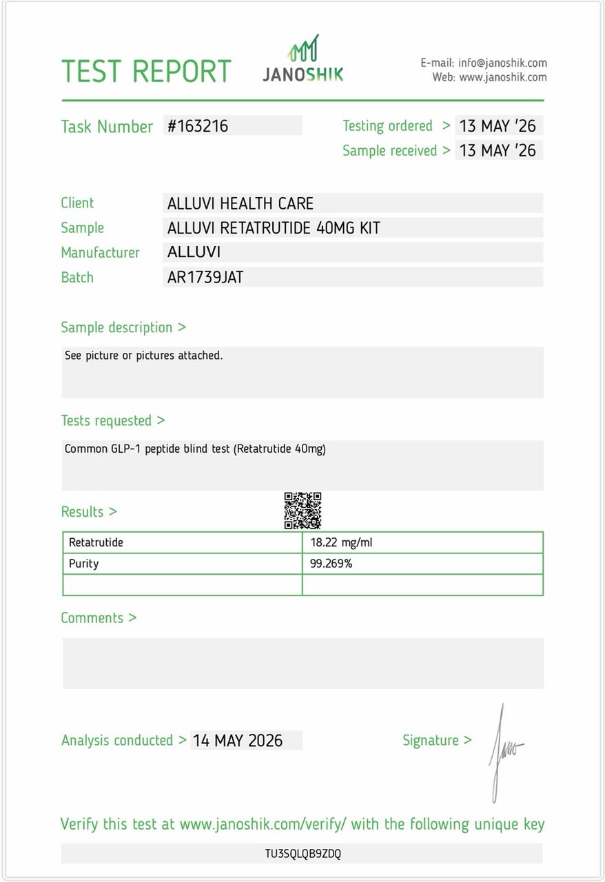 Retatrutide 40mg (R&D Only) Janoshik analytical report