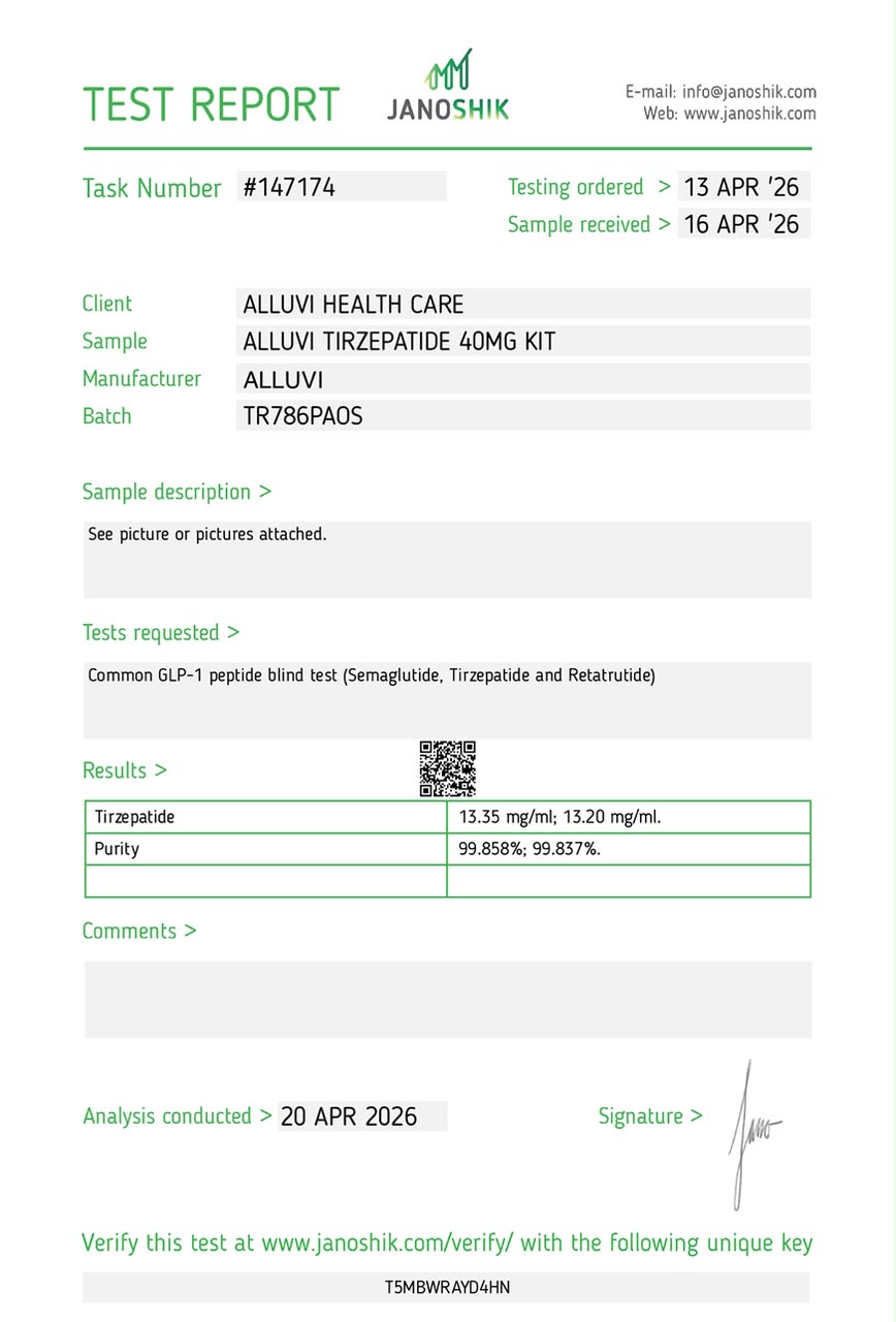 Tirzepatide 40mg (R&D Only) Janoshik analytical report